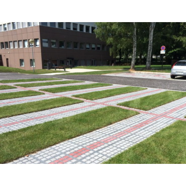 Gramado com caminhos pavimentados