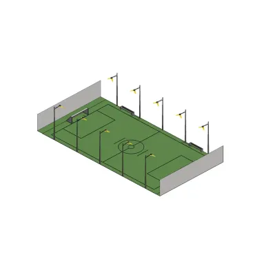 Campo de Futebol com iluminação