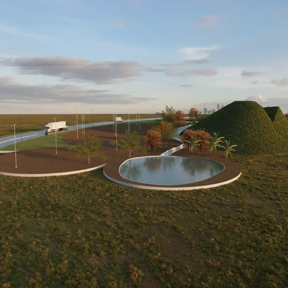 Campo de geração de energia eólica