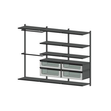 Closet Metal Preto MDF e Vidro