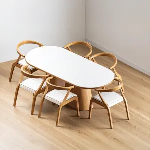 Conjunto Mesa de Jantar Oval 6 Lugares