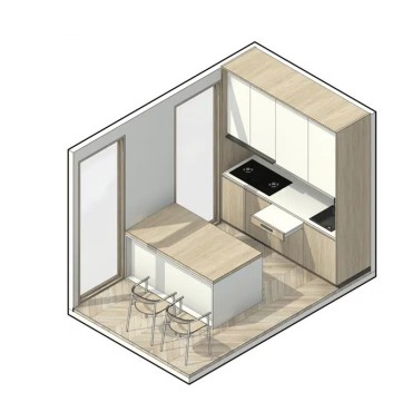 Cozinha com Ilha e mesa embutida deslizante