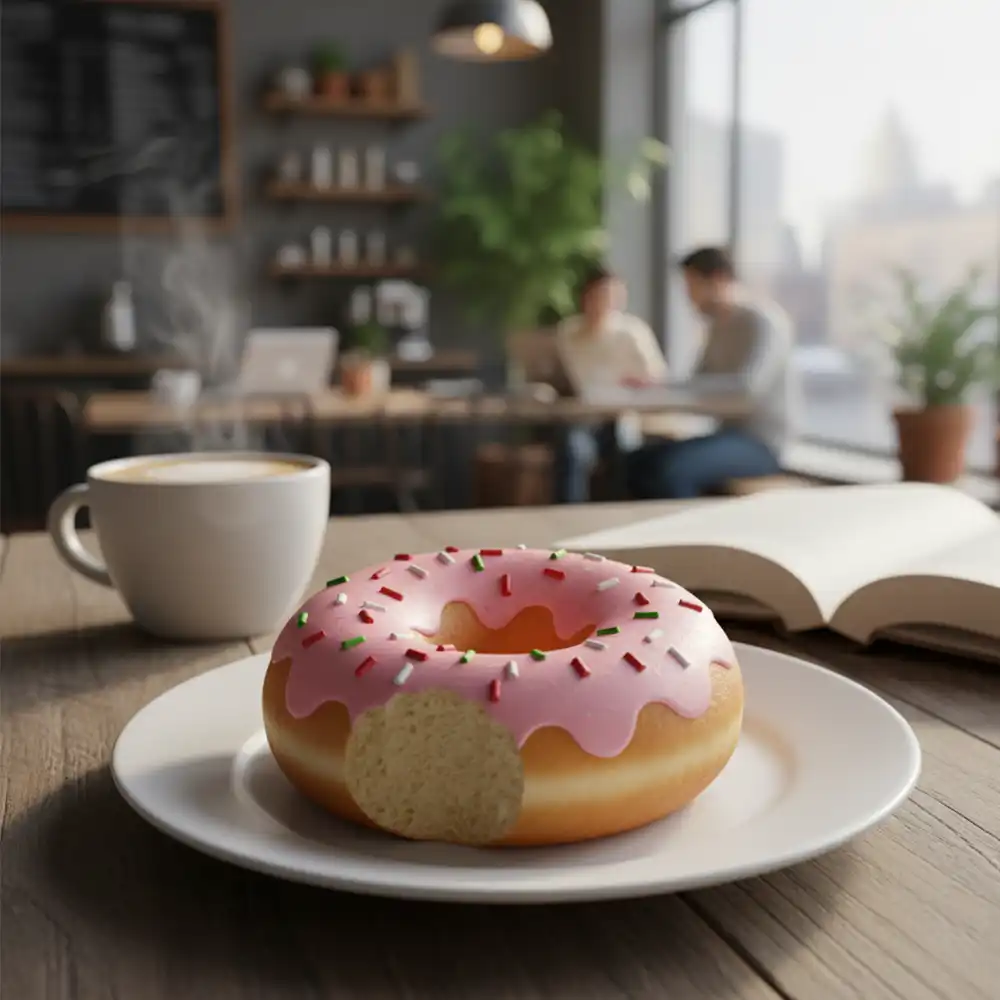 Donut mordido no prato