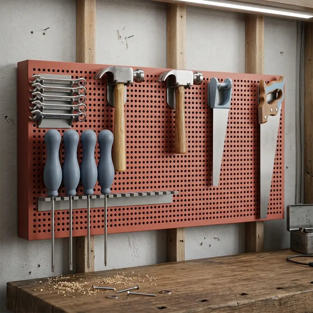 Pegboard com ferramentas