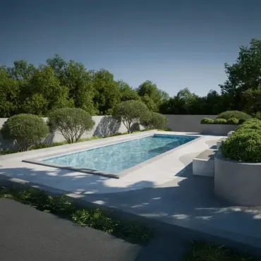 Piscina com área de descanso