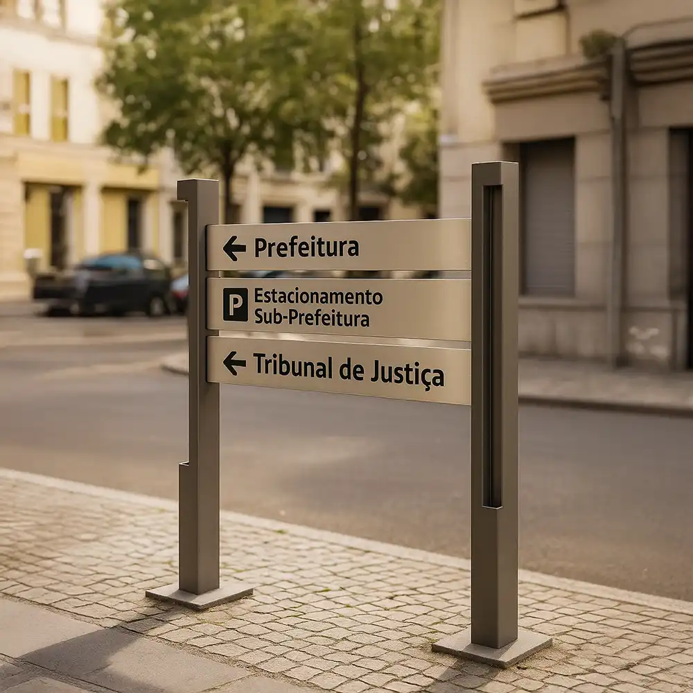 Placa sinalização externa