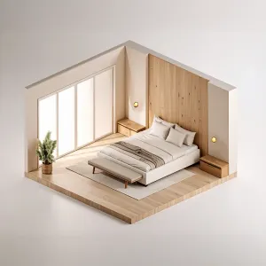 Quarto de casal porta balcão