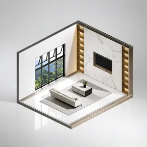 Sala de estar com painel