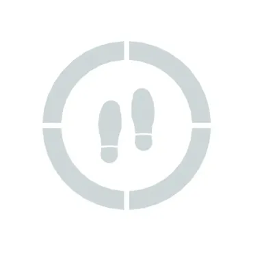 Sinalização de solo espere aqui com pegadas