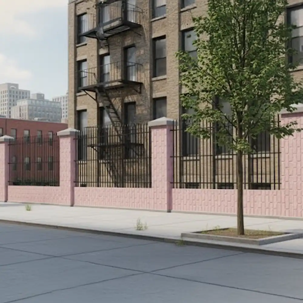 Cerca com colunas e mureta de tijolos