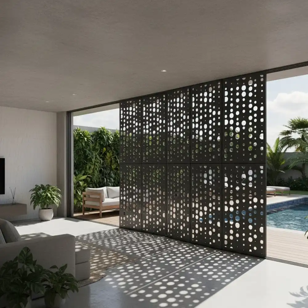 Parede cortina de chapas perfuradas