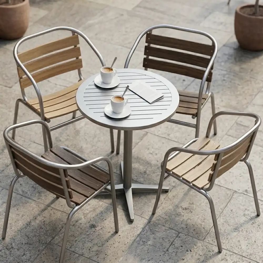 Conjunto de mesa com quatro cadeiras para áreas externas