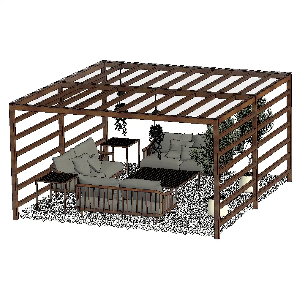 Ambiente Externo com Pérgola de Madeira