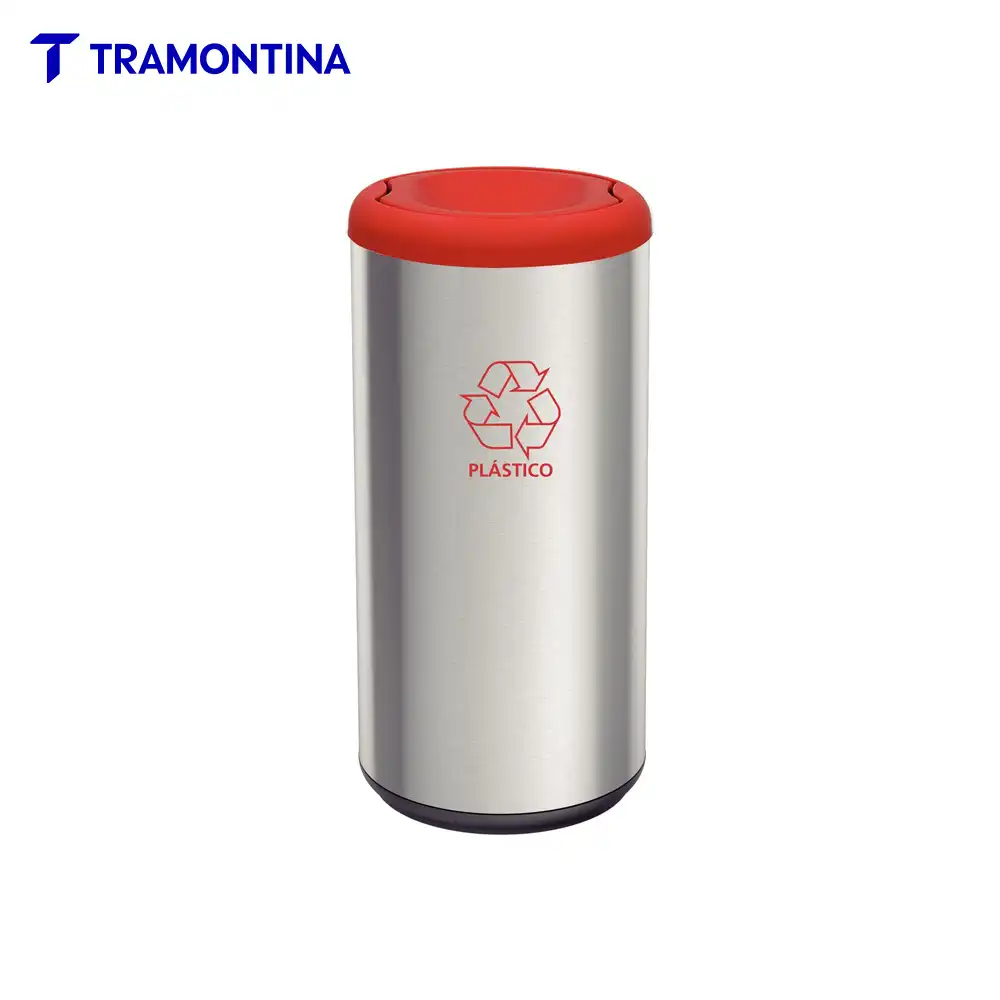 Lixeira Inox Tramontina Piemonte Vermelha