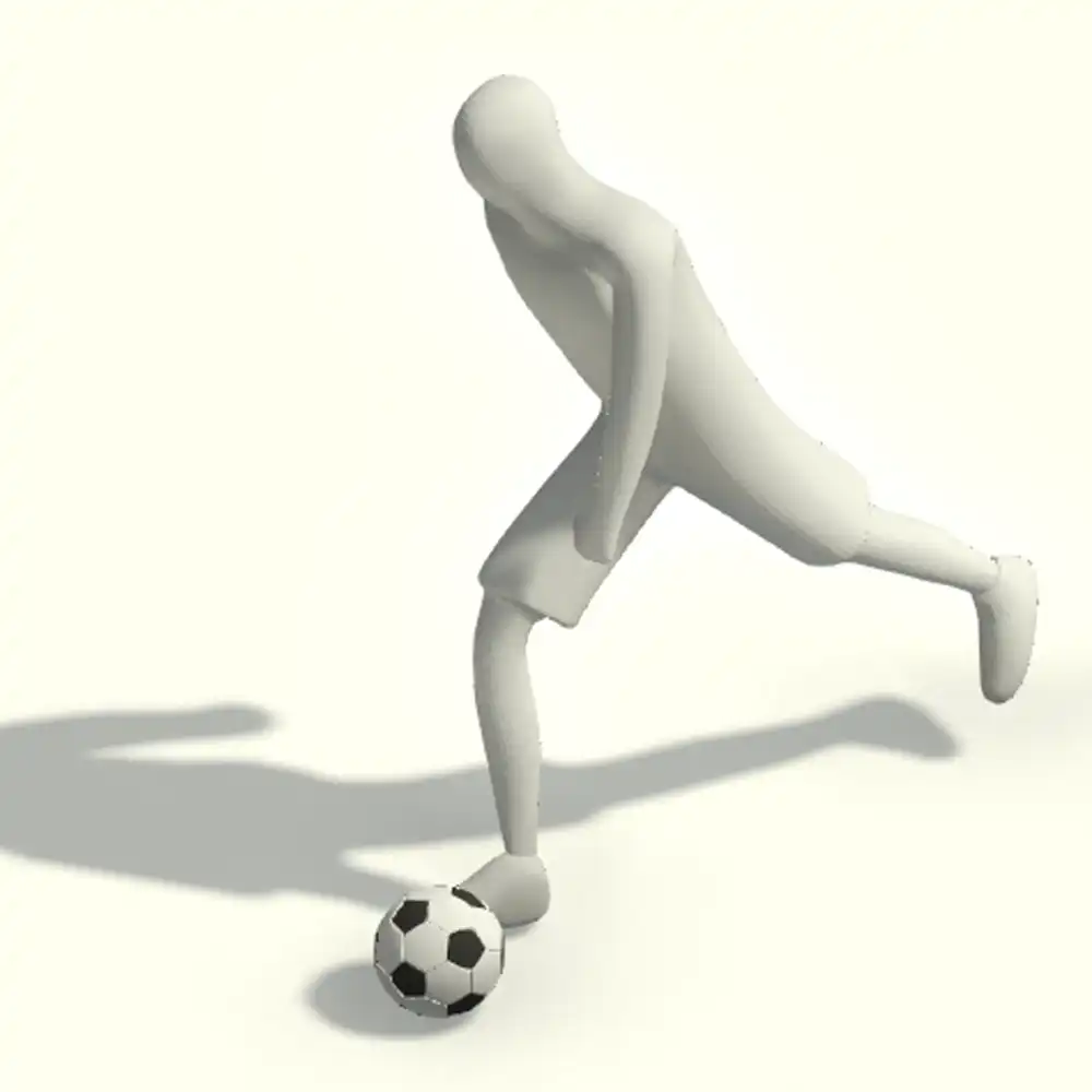 Escala humana jogando futebol