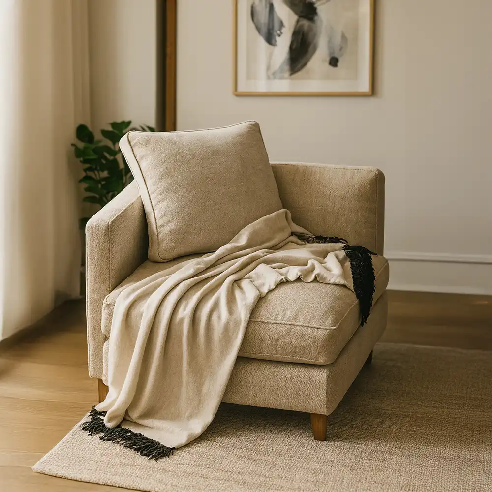 Sofá com manta Sofá com manta