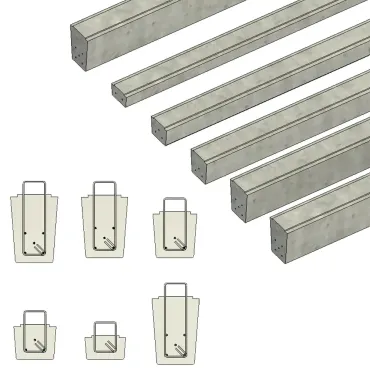Vigas pré-fabricadas de concreto com nervuras