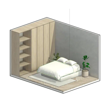 Ambiente quarto com cama box baú