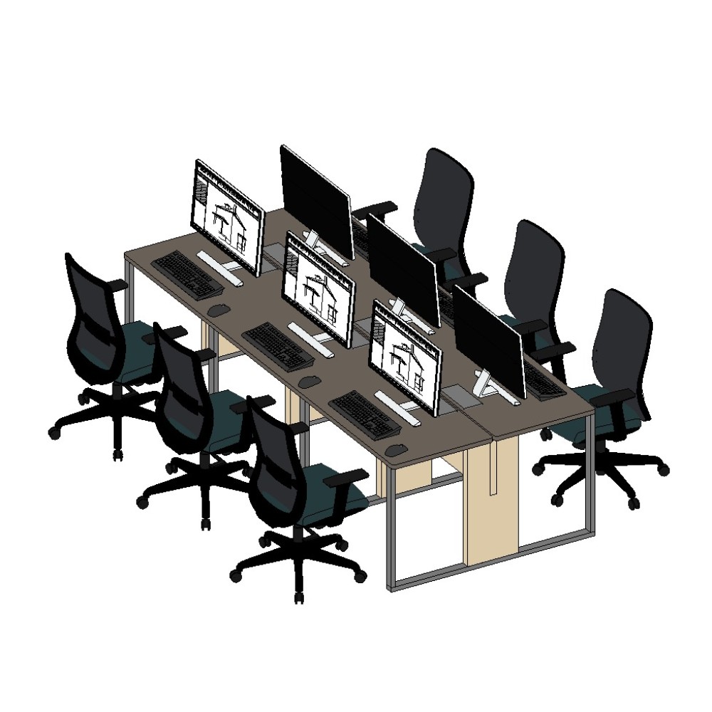 Mesa Escritório 6 lugares com cadeiras