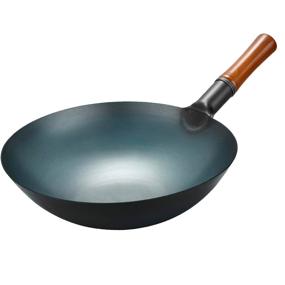 Wok com cabo de madeira