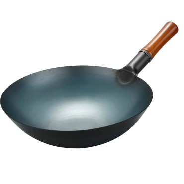 Wok com cabo de madeira