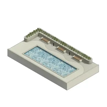 Piscina com área de descanso