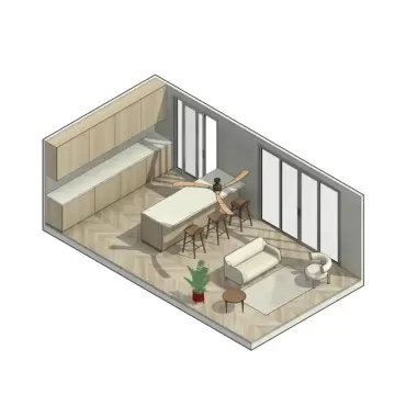 Ambiente conceito aberto cozinha e sala