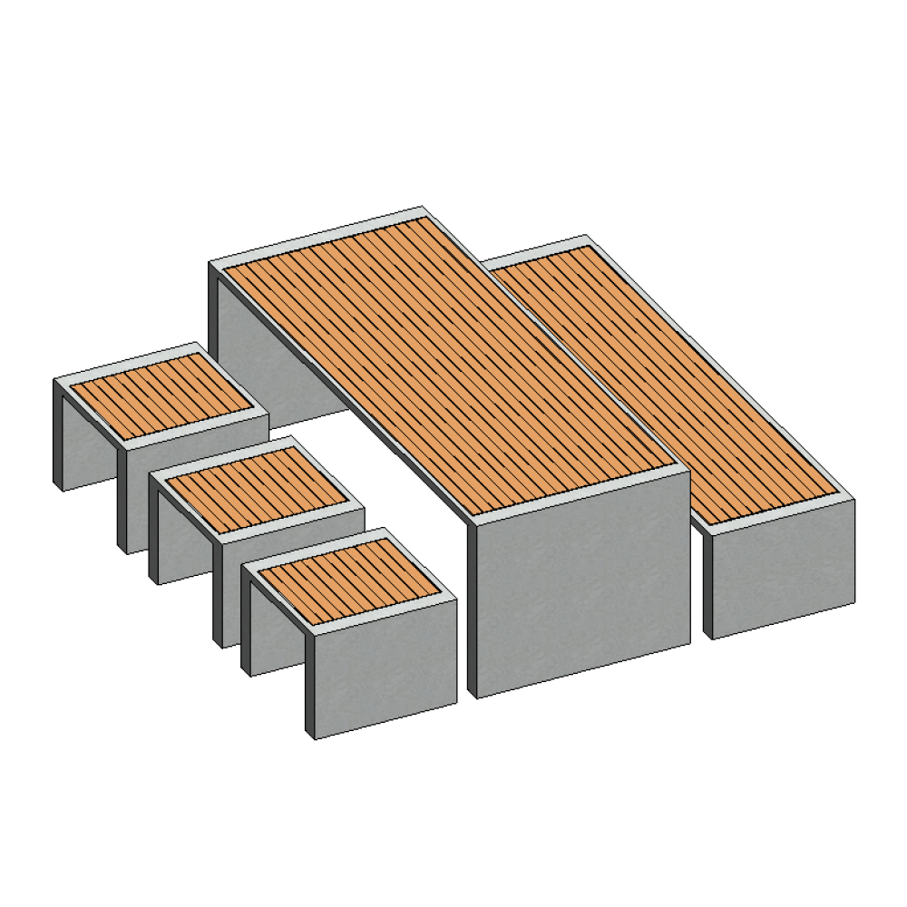 Mesa e bancos jardim