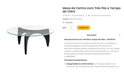 Família Mesa de Centro com Tampo de Vidro
